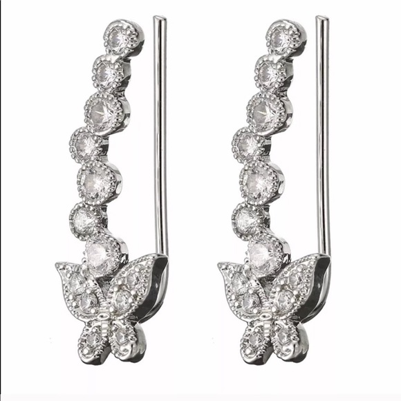 Crystal Butterfly Ear Cuff Earrings - Picture 2 of 5